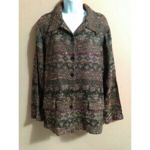 Bonworth Womens Embroidered Tweed Batik Style  Jacket Blazer Size Medium